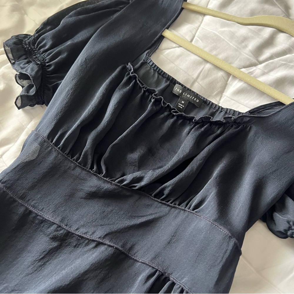 The Limited Dark Blue Puff Sleeve Blouse